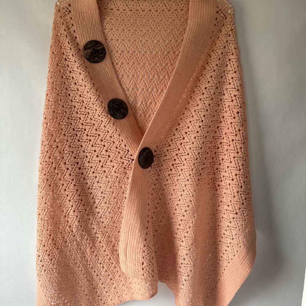 Elegant Peach Knit Women's Shawl/Wrap